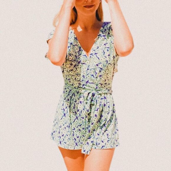 Urban Outfitters Billie Micro Floral Wrap Romper – Soft Grunge Mini, Size Small - Picture 1 of 6